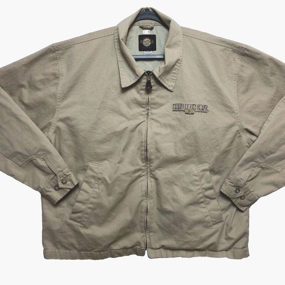 Hard Rock Cafe Other - Vintage Hard Rock Cafe Jacket Mens Large Tan Full Zip Lined 90s Bomber